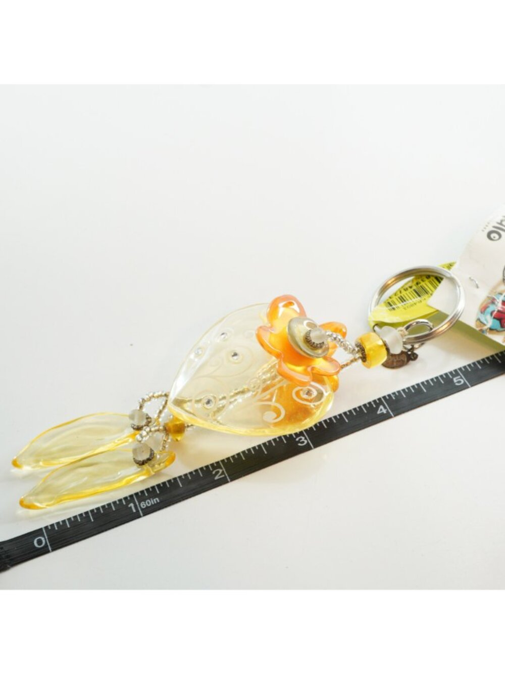 Lalo Orna Treasures Key Purse Charm Ring Yellow Heart Floral Design - Picture 4 of 4